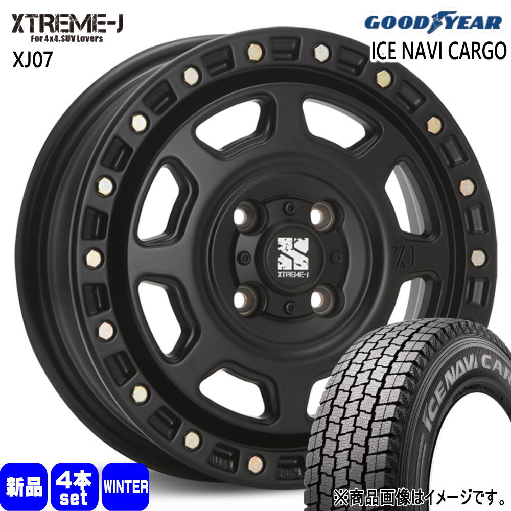 175/80R14 99/98N LT アイスナビ カーゴ ICE NAVI CARGO グッドイヤー GOODYEAR 新品 冬用 スタッドレスタイヤ ホイール 4本セット MLJ XTREME-J XJ07 14&times;5.0+42 4/114.3 14インチ｜タイヤショップ78