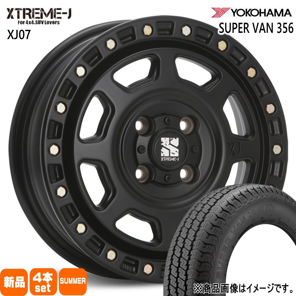 145/80R12 80/78N LT スーパーバン Y356 SUPER VAN Y356 ヨコハマ YOKOHAMA 新品 夏用 サマータイヤ ホイール 4本セット MLJ XTREME-J XJ07 12&times;4.0+42 4/100 12インチ｜タイヤショップ78