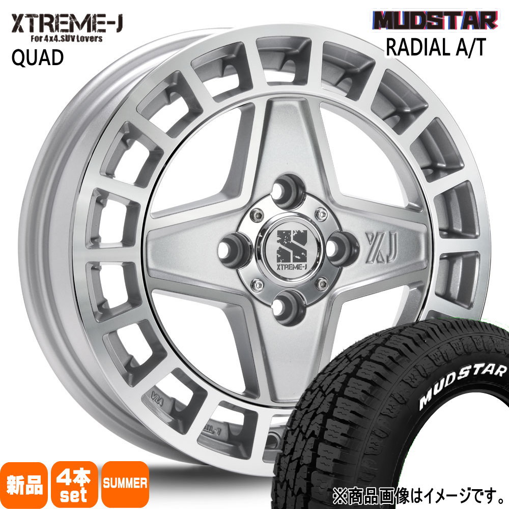 145/80R12 80/78N LT ラジアル AT RADIAL AT マッドスター MUDSTAR 新品 夏用 サマータイヤ ホイール 4本セット MLJ XTREME-J QUAD 12×4.0+43 4/100|タイヤショップ78