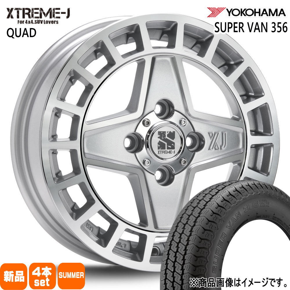 145/80R12 80/78N LT スーパーバン Y356 SUPER VAN Y356 ヨコハマ YOKOHAMA 新品 夏用 サマータイヤ ホイール 4本セット MLJ XTREME-J QUAD 12&times;4.0+43 4/100｜タイヤショップ78 52,074円