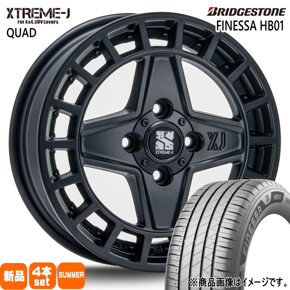 155/65R14 75H フィネッサ HB01 FINESSA HB01 ブリヂストン BRIDGESTONE 新品 夏用 サマータイヤ ホイール 4本セット MLJ XTREME-J QUAD 14&times;4.5+45 4/100｜タイヤショップ78 66,308円