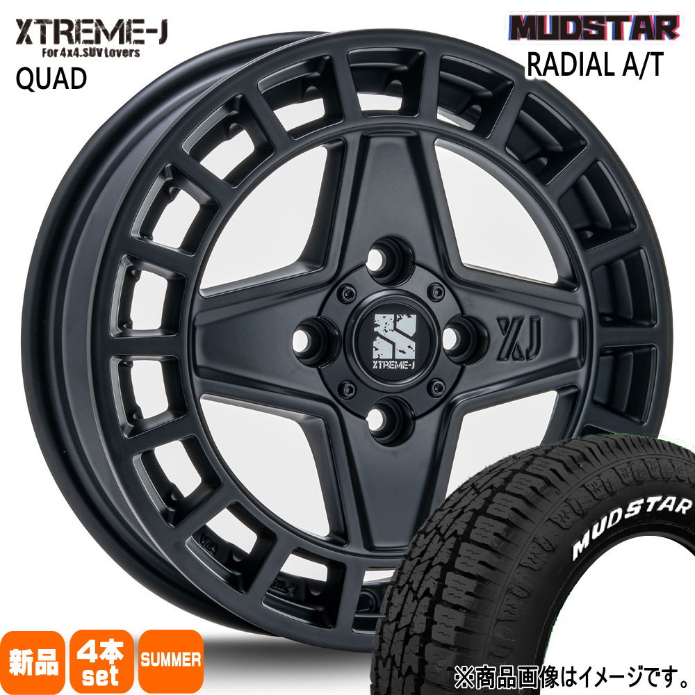 155/65R14 75S ラジアル AT RADIAL AT マッドスター MUDSTAR 新品 夏用 サマータイヤ ホイール 4本セット MLJ XTREME-J QUAD 14&times;4.5+45 4/100｜タイヤショップ78