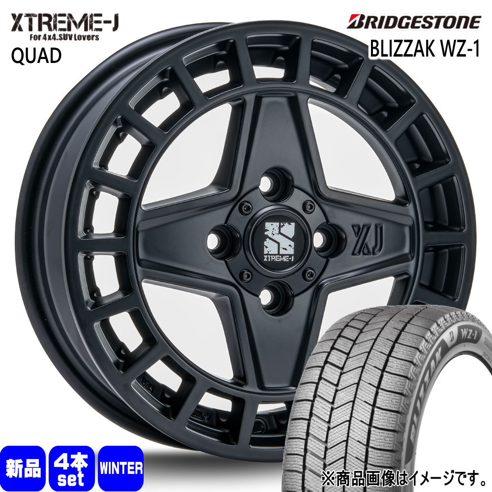 165/60R15 77Q ブリザック WZ1 BLIZZAK WZ-1 ブリヂストン BRIDGESTONE 新品 冬用 スタッドレスタイヤ ホイール 4本セット MLJ XTREME-J QUAD 15×4.5+45 4/100|タイヤショップ78