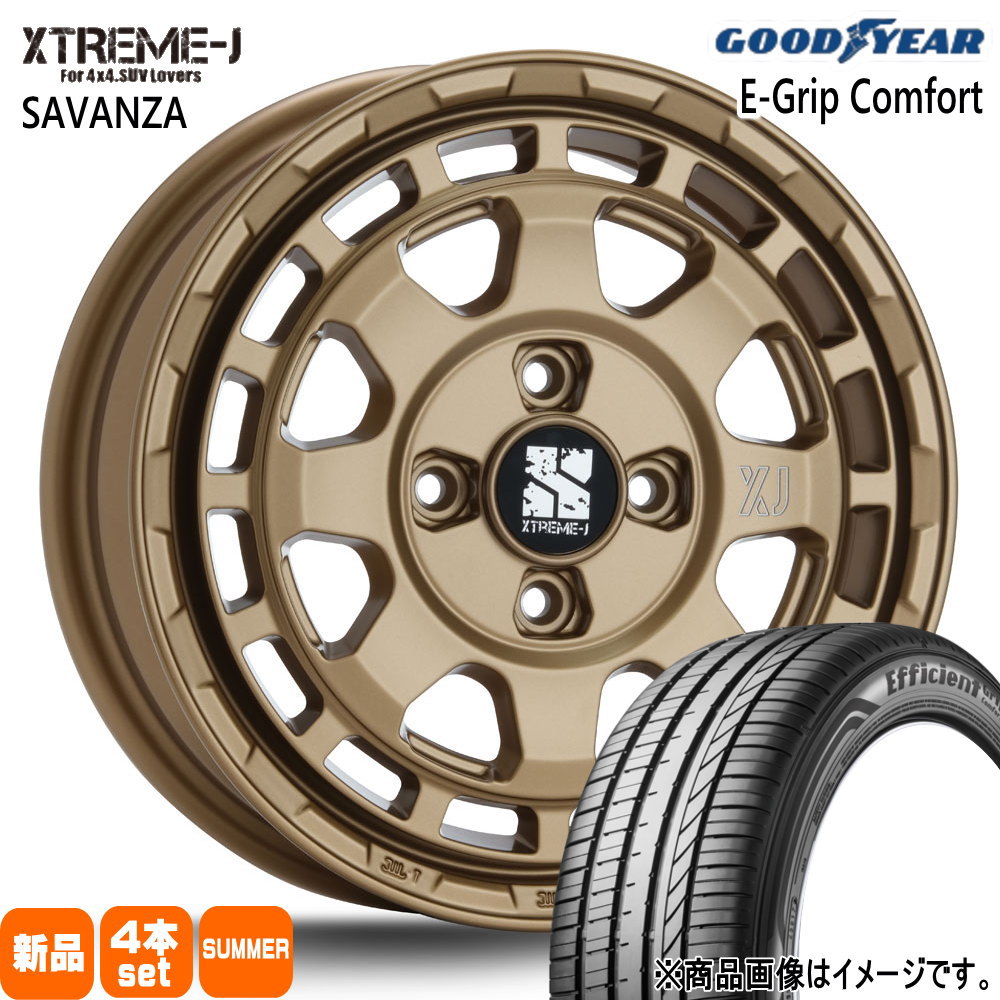 165/55R14 72V エフィシェントグリップ コンフォート EfficientGrip Comfort グッドイヤー GOODYEAR 新品 夏用 サマータイヤ ホイール 4本セット MLJ XTREME-J SAVANZA 14&times;4.5+45 4/100｜タイヤショップ78
