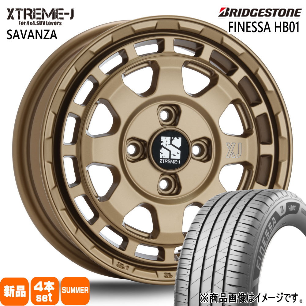 165/65R14 79S フィネッサ HB01 FINESSA HB01 ブリヂストン BRIDGESTONE 新品 夏用 サマータイヤ ホイール 4本セット MLJ XTREME-J SAVANZA 14&times;4.5+45 4/100｜タイヤショップ78