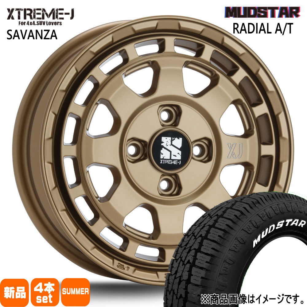 155/65R14 75S ラジアル AT RADIAL AT マッドスター MUDSTAR 新品 夏用 サマータイヤ ホイール 4本セット MLJ XTREME-J SAVANZA 14×4.5+45 4/100|タイヤショップ78