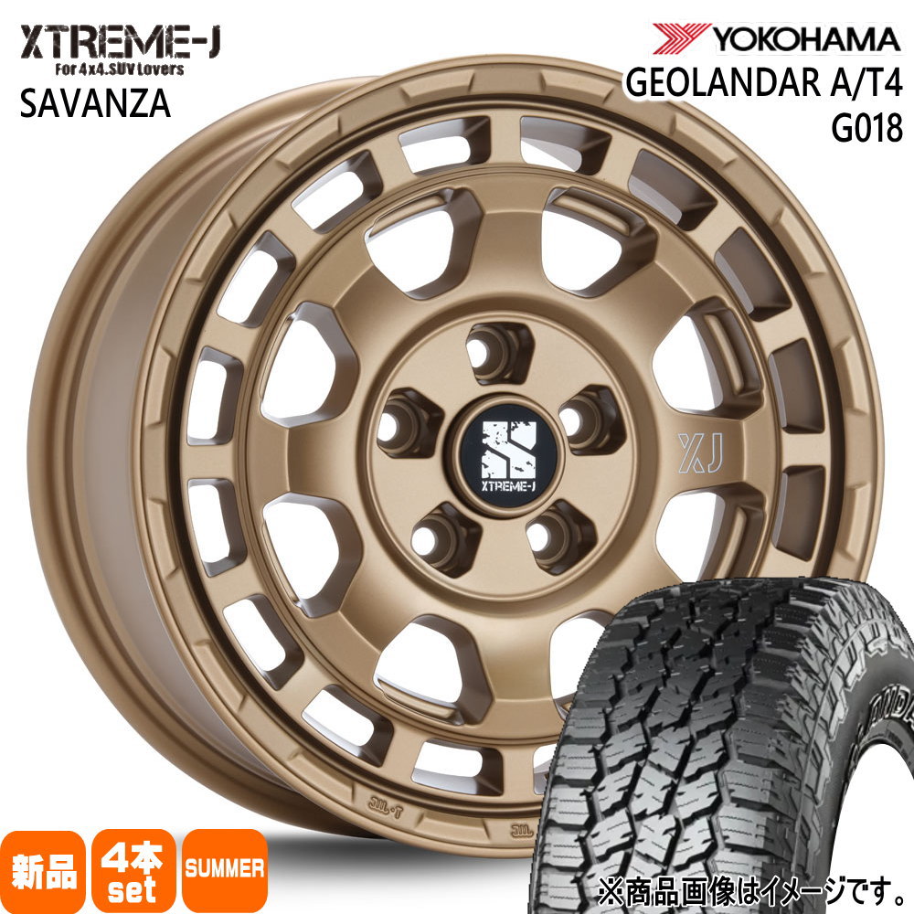 225/70R16 103H ジオランダー AT4 G018 GEOLANDAR A/T4 G018 ヨコハマ YOKOHAMA 新品 夏用 サマータイヤ ホイール 4本セット MLJ XTREME-J SAVANZA 16&times;7.0+35 5/114.3｜タイヤショップ78