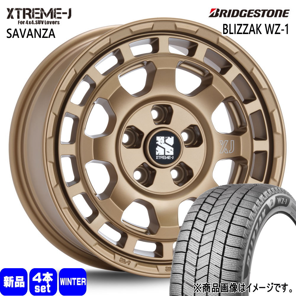 215/65R16 98Q ブリザック WZ1 BLIZZAK WZ-1 ブリヂストン BRIDGESTONE 新品 冬用 スタッドレスタイヤ ホイール 4本セット MLJ XTREME-J SAVANZA 16&times;7.0+35 5/114.3｜タイヤショップ78