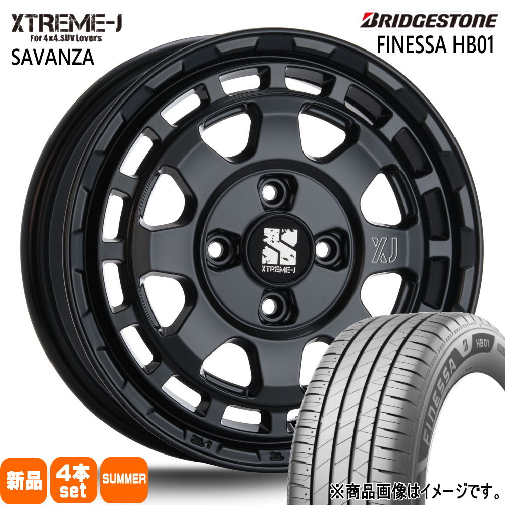 165/65R14 79S フィネッサ HB01 FINESSA HB01 ブリヂストン BRIDGESTONE 新品 夏用 サマータイヤ ホイール 4本セット MLJ XTREME-J SAVANZA 14×4.5+45 4/100|タイヤショップ78
