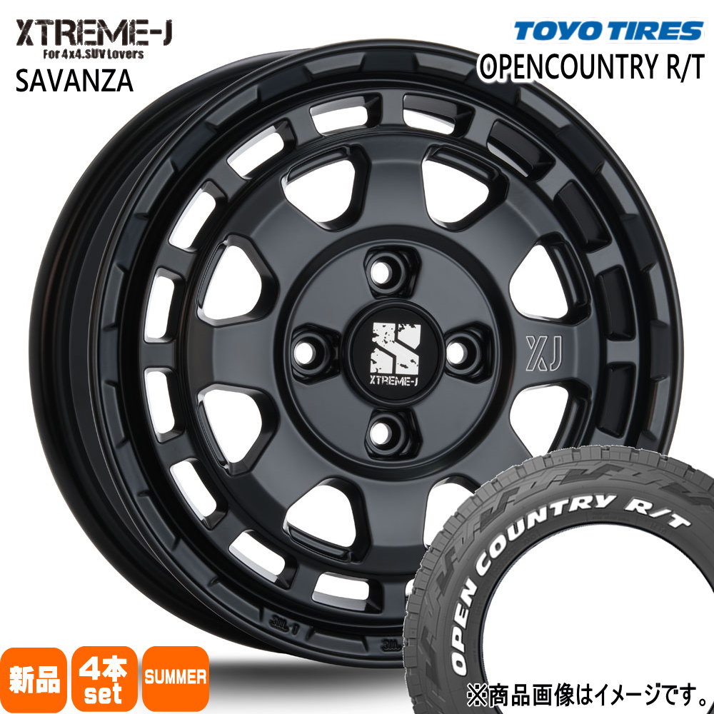 155/65R14 75Q オープンカントリー RT OPENCOUNTRY R/T トーヨータイヤ TOYOTIRES 新品 夏用 サマータイヤ ホイール 4本セット MLJ XTREME-J SAVANZA 14&times;4.5+45 4/100｜タイヤショップ78