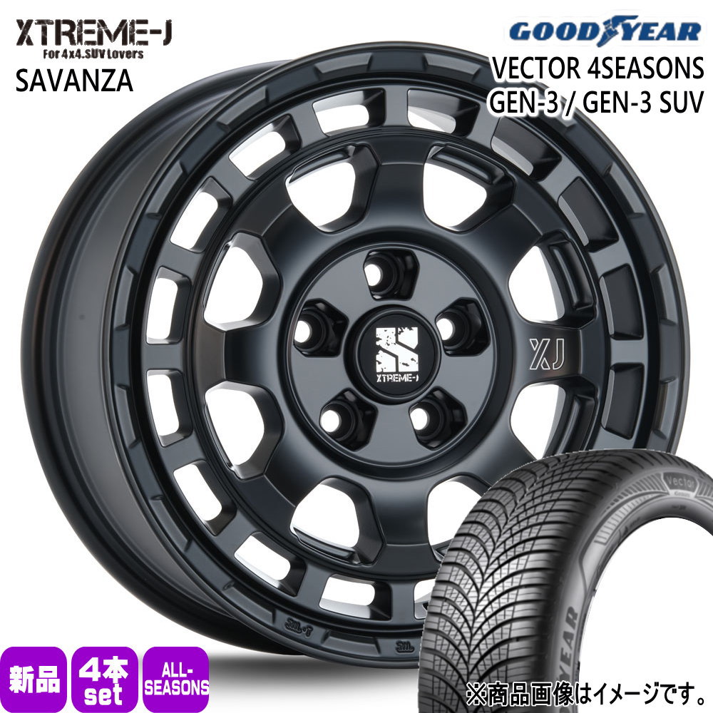 215/65R16 102V XL ベクター 4シーズン GEN3 VECTOR 4SEASONS GEN-3 グッドイヤー GOODYEAR 新品 夏冬兼用 オールシーズンタイヤ ホイール 4本セット MLJ XTREME-J SAVANZA 16×7.0+35 5/114.3|タイヤショップ78