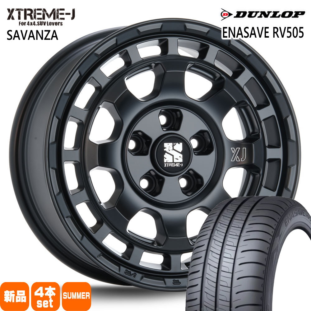 215/70R16 100H エナセーブ RV505 ENASAVE RV505 ダンロップ DUNLOP 新品 夏用 サマータイヤ ホイール 4本セット MLJ XTREME-J SAVANZA 16&times;7.0+35 5/114.3｜タイヤショップ78