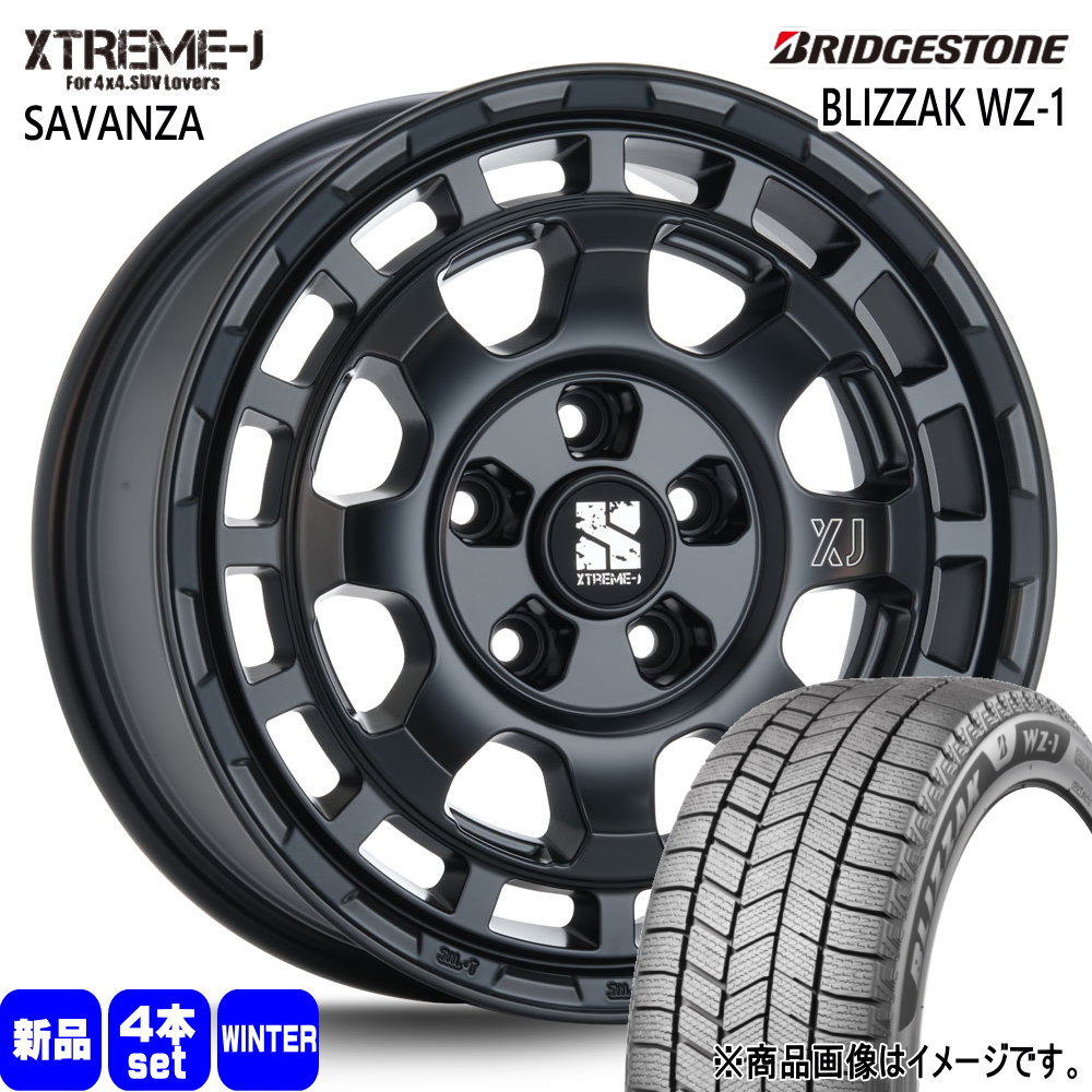 215/65R16 98Q ブリザック WZ1 BLIZZAK WZ-1 ブリヂストン BRIDGESTONE 新品 冬用 スタッドレスタイヤ ホイール 4本セット MLJ XTREME-J SAVANZA 16&times;7.0+35 5/114.3｜タイヤショップ78