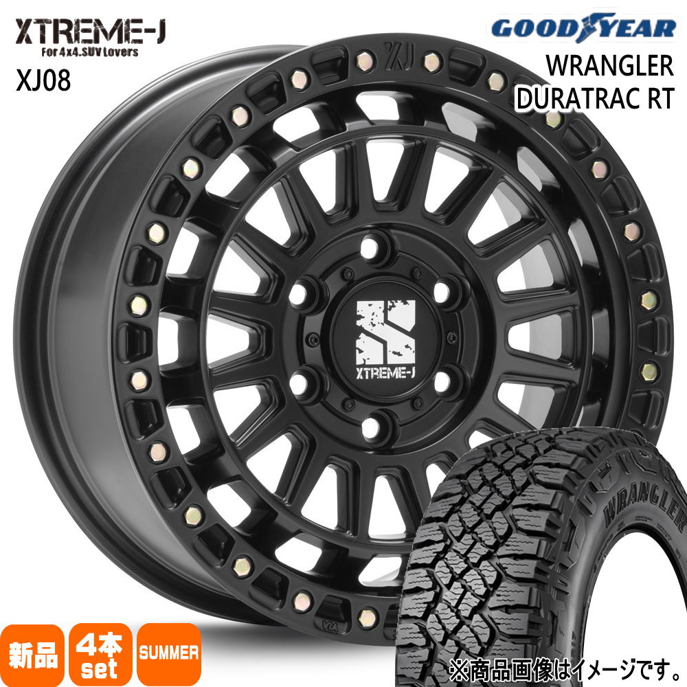 285/70R17 122/119S LT ラングラー デュラトラック RT WRANGLER DURATRAC RT グッドイヤー GOODYEAR 新品 夏用 サマータイヤ ホイール 4本セット MLJ XTREME-J XJ08 17&times;8.0+50 6/139.7 17インチ｜タイヤショップ78