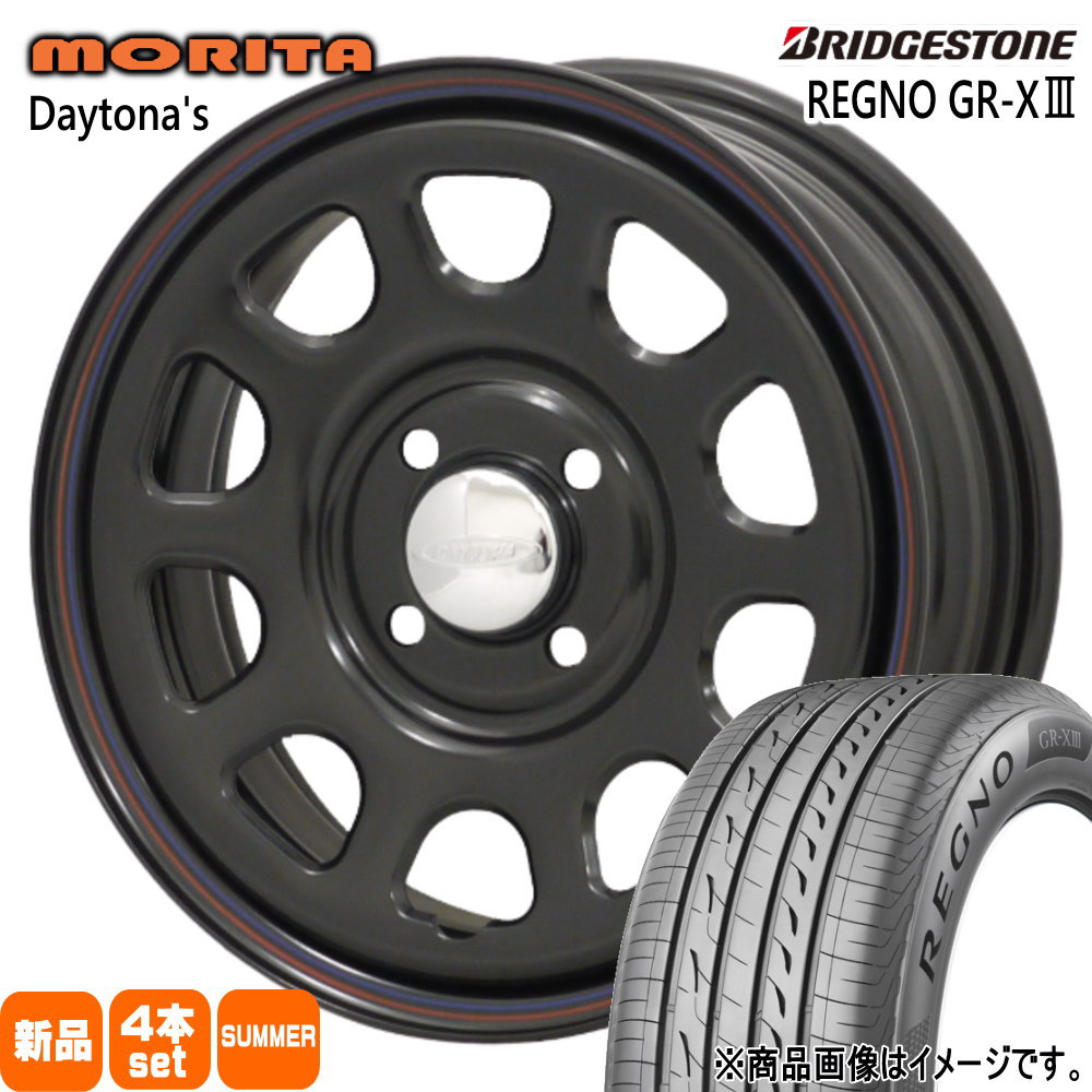 165/60R15 77H レグノ GRX3 REGNO GR-X3 ブリヂストン BRIDGESTONE 新品 夏用 サマータイヤ ホイール 4本セット 森田システム DAYTONA'S G2 15&times;5.0+45 4/100｜タイヤショップ78