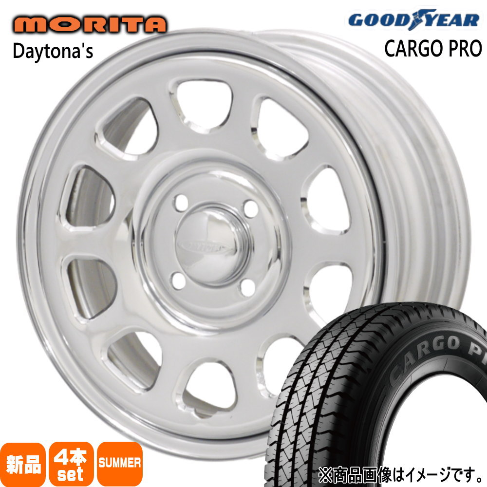 165/80R14 97/95N LT カーゴプロ CARGO PRO グッドイヤー GOODYEAR 新品 夏用 サマータイヤ ホイール 4本セット 森田システム DAYTONA'S G2 14×6.0+30 4/100|タイヤショップ78
