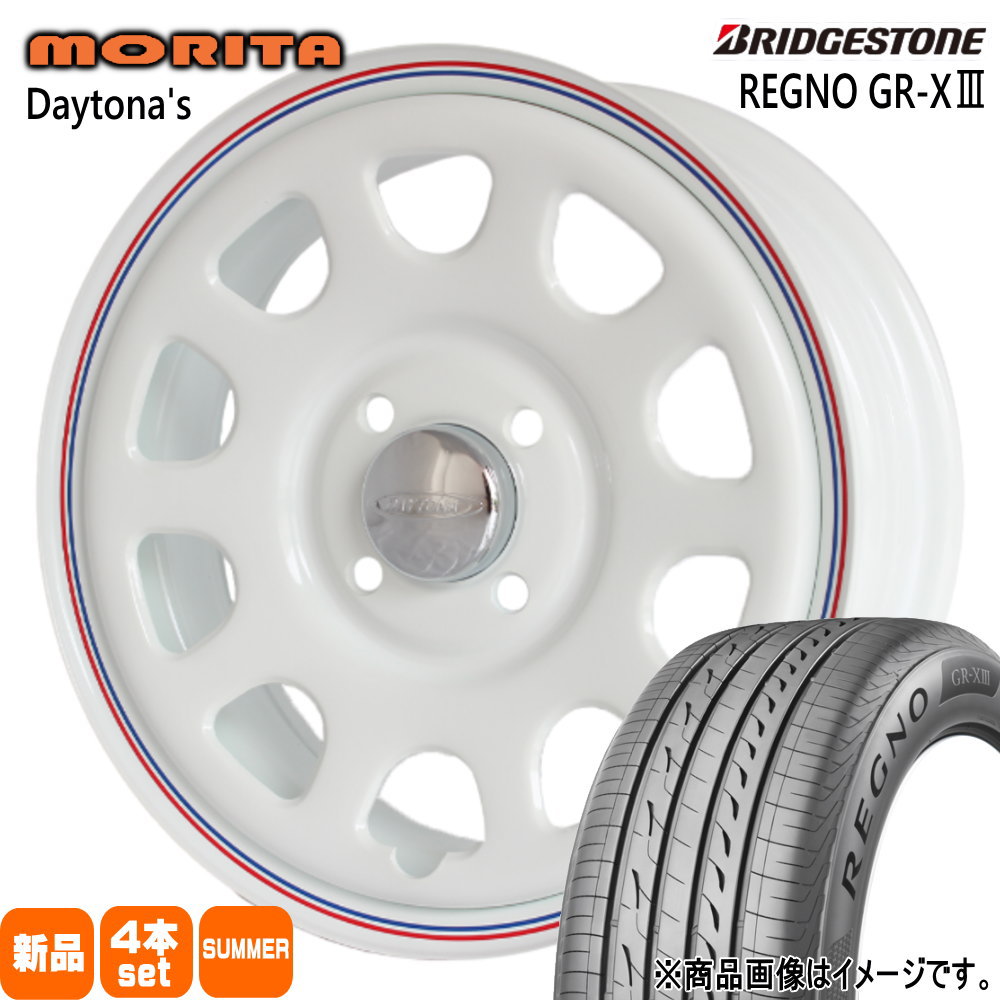165/55R15 75V レグノ GRX3 REGNO GR-X3 ブリヂストン BRIDGESTONE 新品 夏用 サマータイヤ ホイール 4本セット 森田システム DAYTONA'S G2 15×5.0+45 4/100|タイヤショップ78