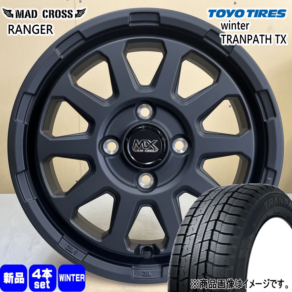 165/60R15 77Q ウィンタートランパス TX WinterTRANPATH TX トーヨータイヤ TOYOTIRES 新品 冬用 スタッドレスタイヤ ホイール 4本セット HOT STUFF CORPORATION MAD CROSS RANGER 15×4.5+45 4/100|タイヤショップ78