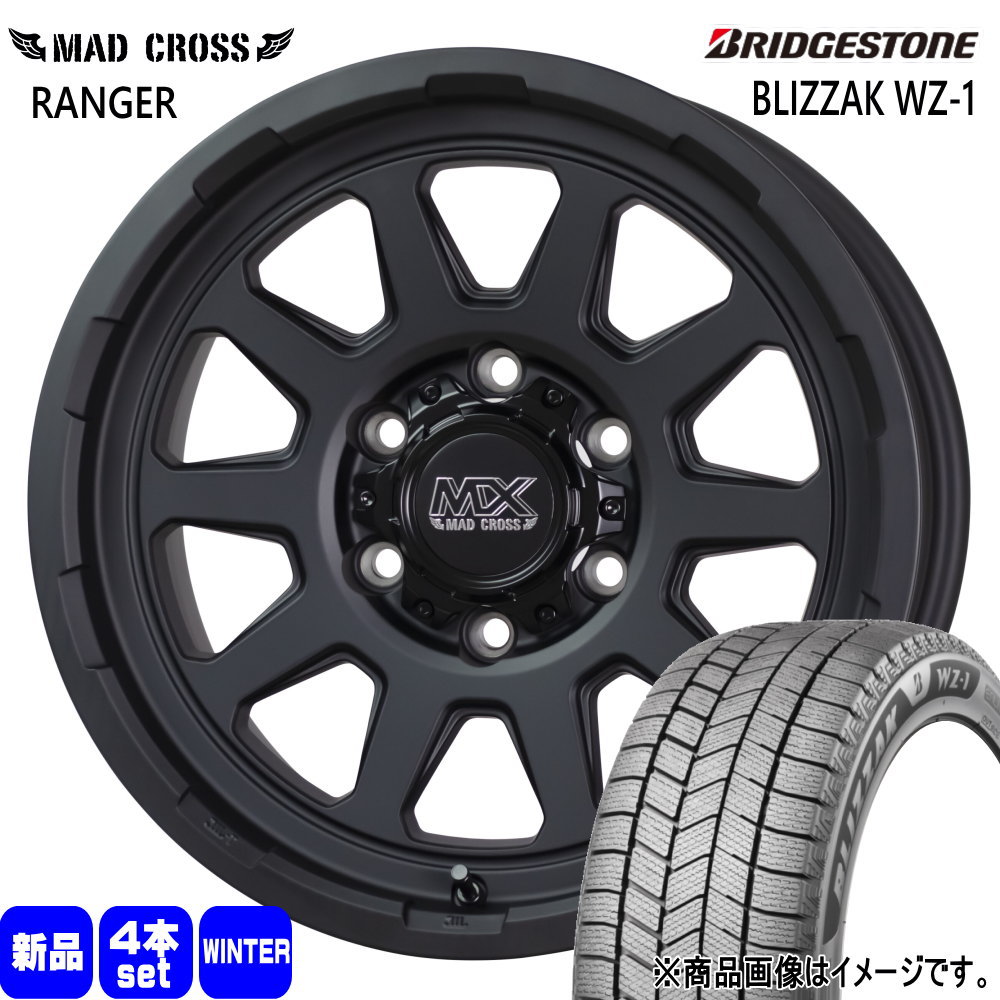 215/65R16 98Q ブリザック WZ1 BLIZZAK WZ-1 ブリヂストン BRIDGESTONE 新品 冬用 スタッドレスタイヤ ホイール 4本セット HOT STUFF CORPORATION MAD CROSS RANGER 16×6.5+38 6/139.7|タイヤショップ78