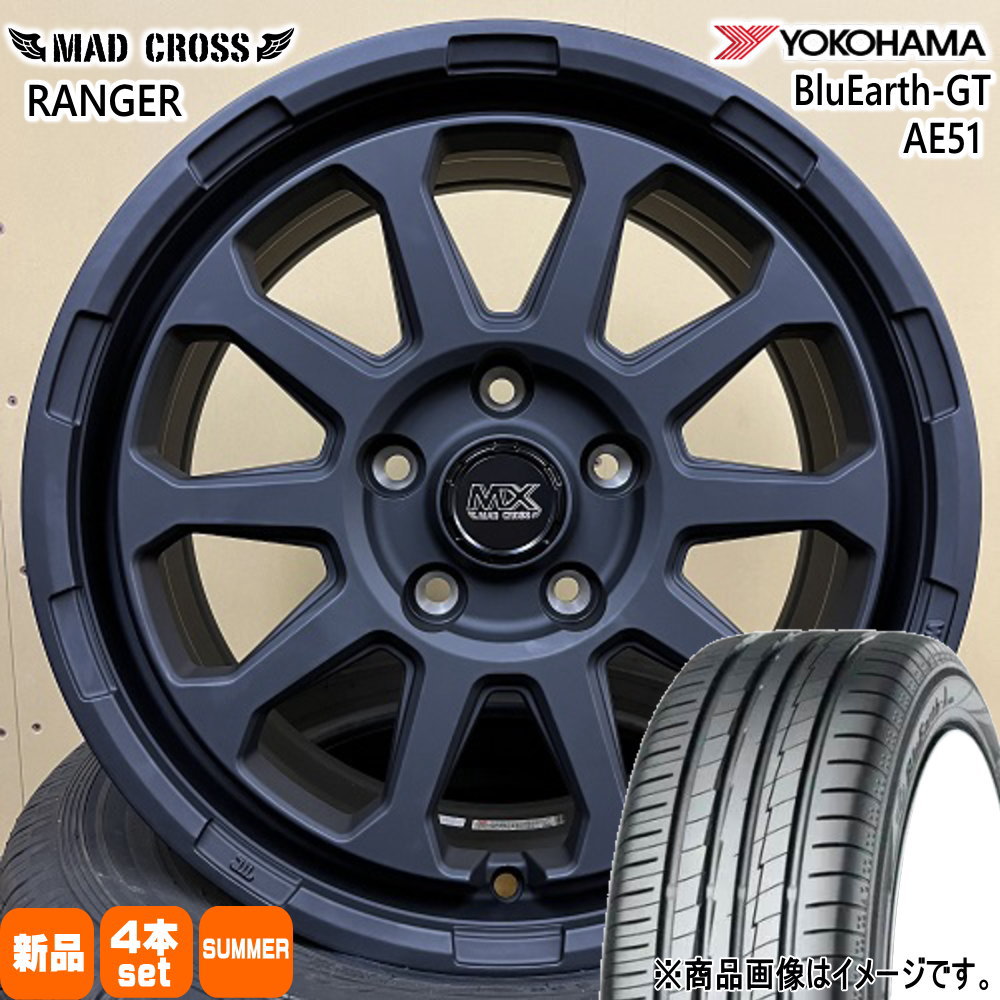 205/50R17 93W XL ブルーアース GT AE51 BluEarth-GT AE51 ヨコハマ YOKOHAMA 新品 夏用 サマータイヤ ホイール 4本セット HOT STUFF CORPORATION MAD CROSS RANGER 17&times;7.0+45 5/114.3｜タイヤショップ78