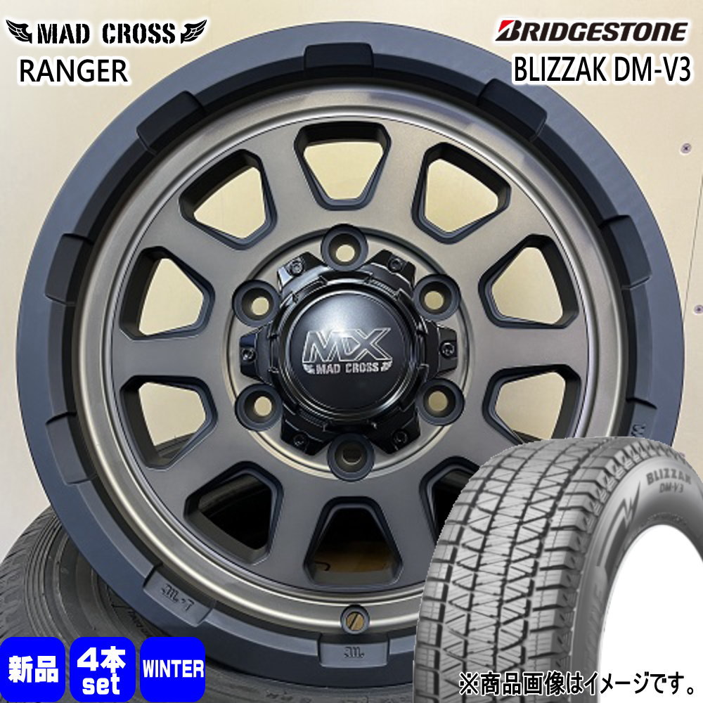215/70R16 100Q ブリザック DMV3 BLIZZAK DM-V3 ブリヂストン BRIDGESTONE 新品 冬用 スタッドレスタイヤ ホイール 4本セット HOT STUFF CORPORATION MAD CROSS RANGER 16×6.5+38 6/139.7|タイヤショップ78