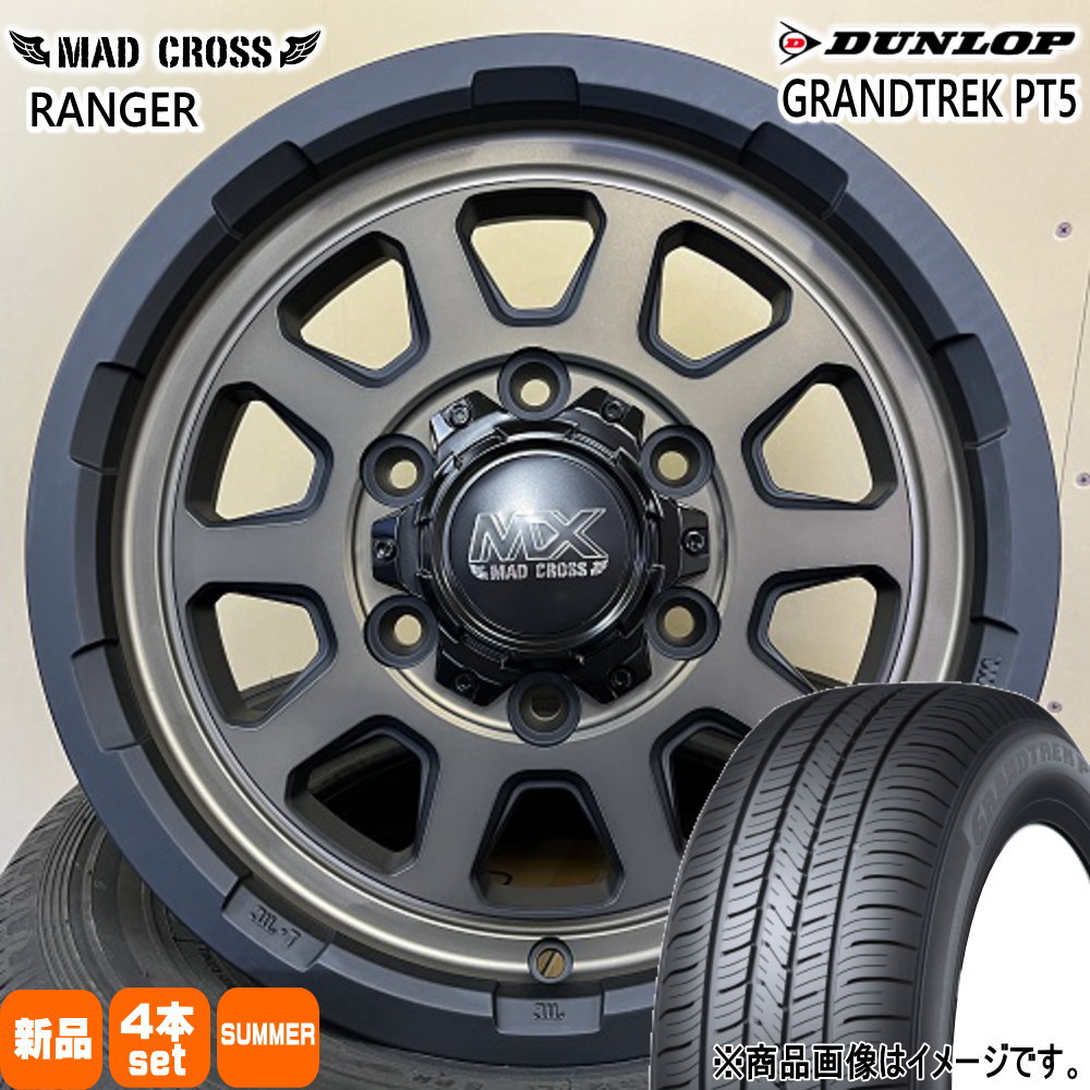 215/70R15 98H グラントレック PT5 GRANDTREK PT5 ダンロップ DUNLOP 新品 夏用 サマータイヤ ホイール 4本セット HOT STUFF CORPORATION MAD CROSS RANGER 15×6.0+33 6/139.7|タイヤショップ78