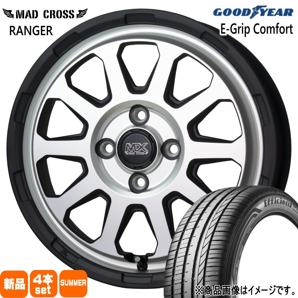 155/65R14 75H エフィシェントグリップ コンフォート EfficientGrip Comfort グッドイヤー GOODYEAR 新品 夏用 サマータイヤ ホイール 4本セット HOT STUFF CORPORATION MAD CROSS RANGER 14×4.5+45 4/100|タイヤショップ78