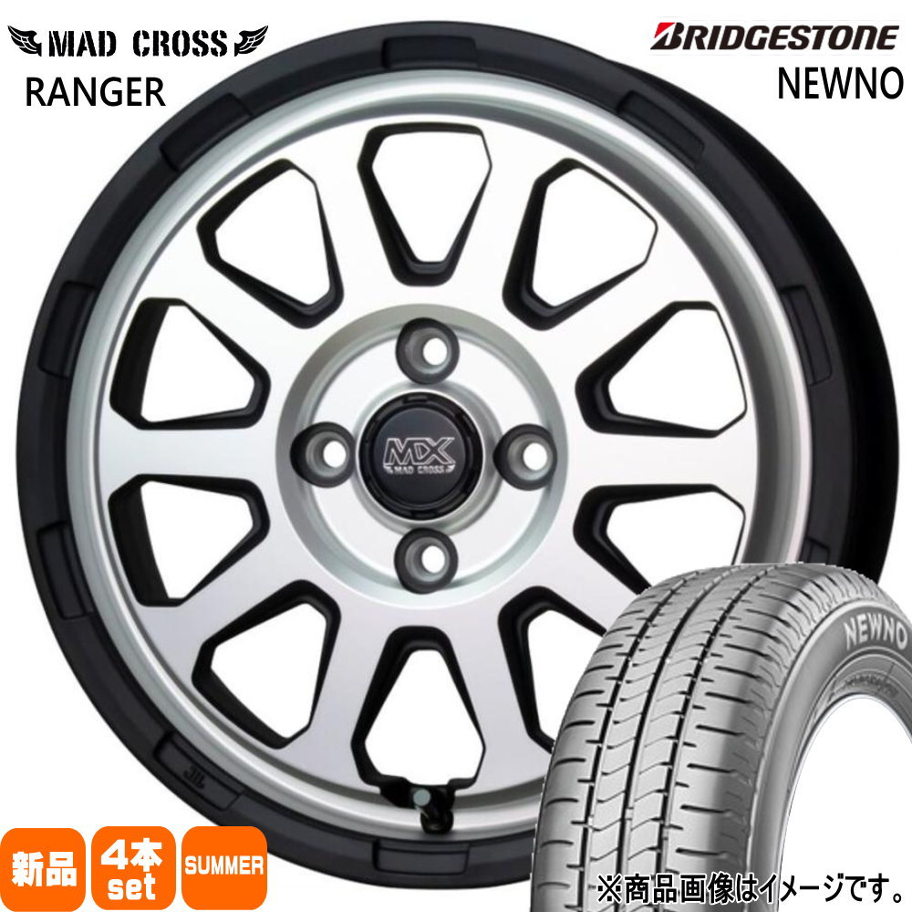 155/65R14 75H ニューノ NEWNO ブリヂストン BRIDGESTONE 新品 夏用 サマータイヤ ホイール 4本セット HOT STUFF CORPORATION MAD CROSS RANGER 14×4.5+45 4/100|タイヤショップ78