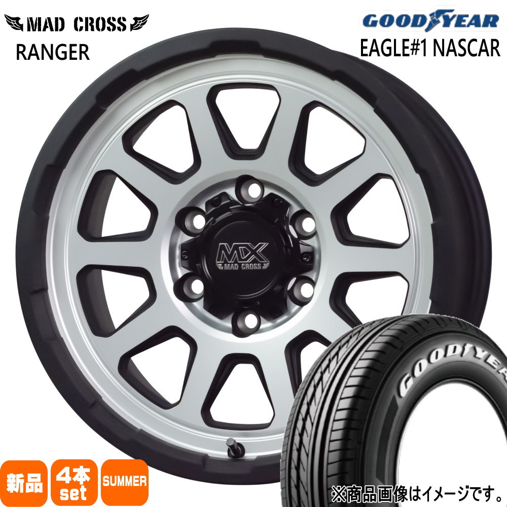 215/65R16 109/107R LT イーグルワン ナスカー プラス EAGLE#1 NASCAR PLUS グッドイヤー GOODYEAR 新品 夏用 サマータイヤ ホイール 4本セット HOT STUFF CORPORATION MAD CROSS RANGER 16&times;6.5+38 6/139.7｜タイヤショップ78