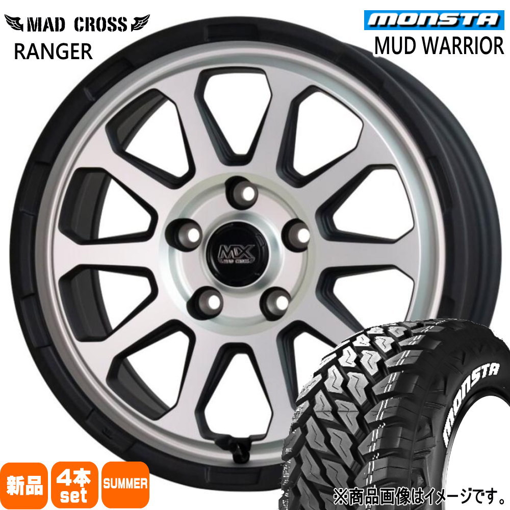 215/70R16 107/105Q LT マッドウォーリア MUD WARRIOR モンスタ MONSTA 新品 夏用 サマータイヤ ホイール 4本セット HOT STUFF CORPORATION MAD CROSS RANGER 16&times;7.0+38 5/114.3｜タイヤショップ78