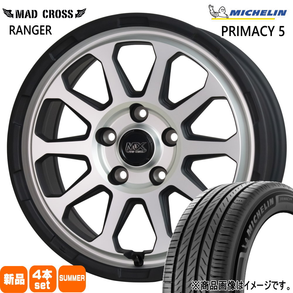 215/55R17 94V プライマシー5 RIMACY 5 ミシュラン MICHELIN 新品 夏用 サマータイヤ ホイール 4本セット HOT STUFF CORPORATION MAD CROSS RANGER 17&times;7.0+38 5/114.3｜タイヤショップ78