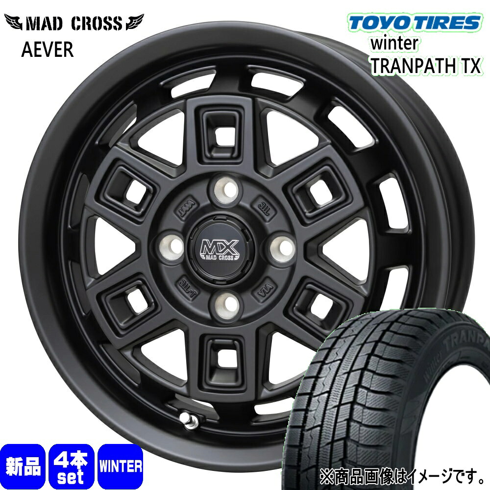 165/60R15 77Q ウィンタートランパス TX WinterTRANPATH TX トーヨータイヤ TOYOTIRES 新品 冬用 スタッドレスタイヤ ホイール 4本セット HOT STUFF CORPORATION MAD CROSS AEVER 15×4.5+45 4/100|タイヤショップ78