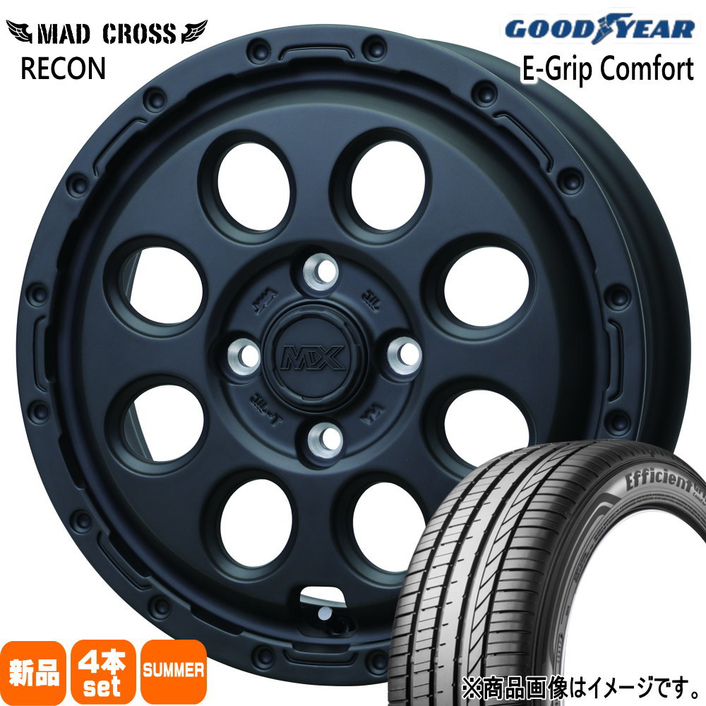 155/65R14 75H エフィシェントグリップ コンフォート EfficientGrip Comfort グッドイヤー GOODYEAR 新品 夏用 サマータイヤ ホイール 4本セット HOT STUFF CORPORATION MAD CROSS RECON 14×4.5+45 4/100|タイヤショップ78