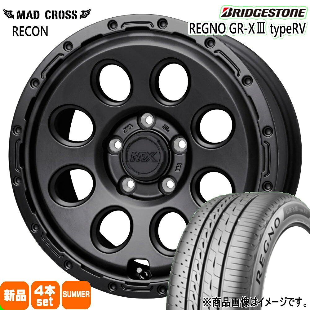 195/65R15 91H レグノ GRX3 タイプRV REGNO GR-X3 type RV ブリヂストン BRIDGESTONE 新品 夏用 サマータイヤ ホイール 4本セット HOT STUFF CORPORATION MAD CROSS RECON 15×6.0+43 5/100|タイヤショップ78