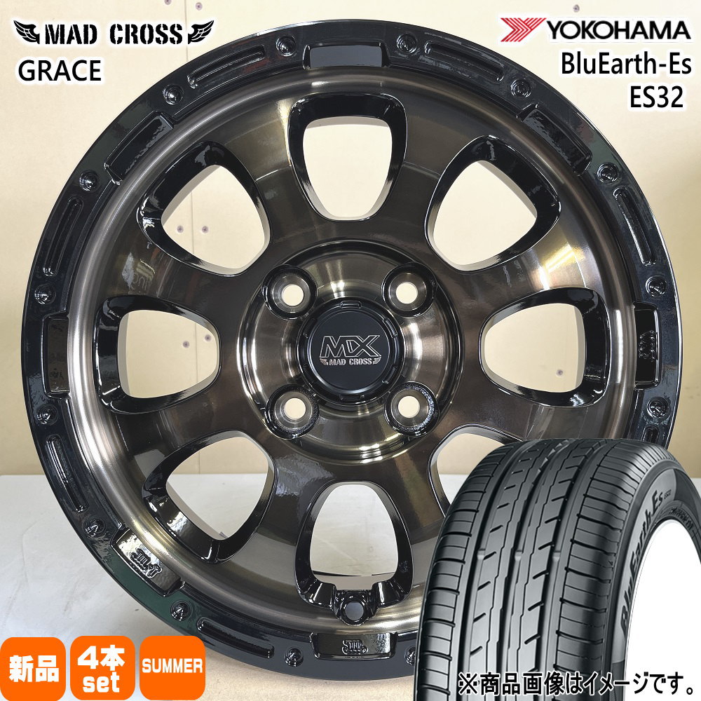 195/50R16 84V ブルーアース ES ES32 BluEarth-Es ES32 ヨコハマ YOKOHAMA 新品 夏用 サマータイヤ ホイール 4本セット HOT STUFF CORPORATION MAD CROSS GRACE 16×6.0+42 4/100 16インチ|タイヤショップ78