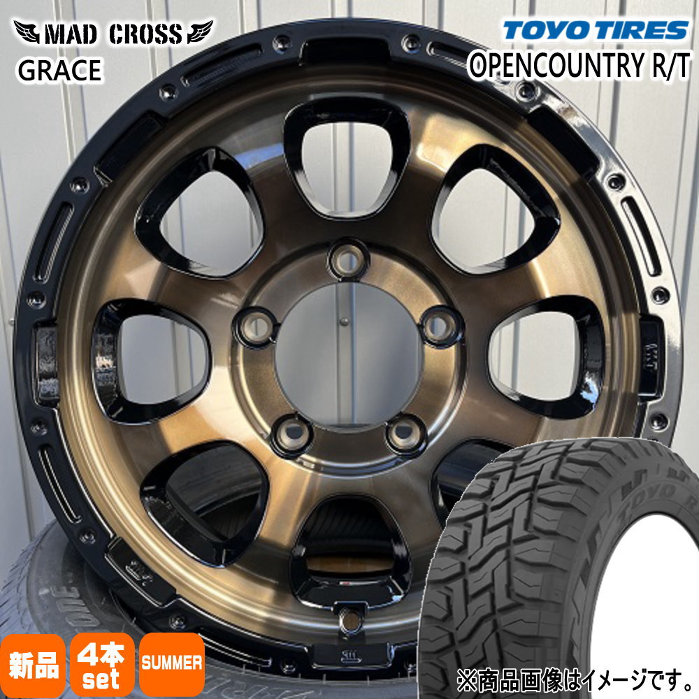 215/70R16 100Q オープンカントリー RT OPENCOUNTRY R/T トーヨータイヤ TOYOTIRES 新品 夏用 サマータイヤ ホイール 4本セット HOT STUFF CORPORATION MAD CROSS GRACE 16&times;5.5+20 5/139.7 16インチ｜タイヤショップ78