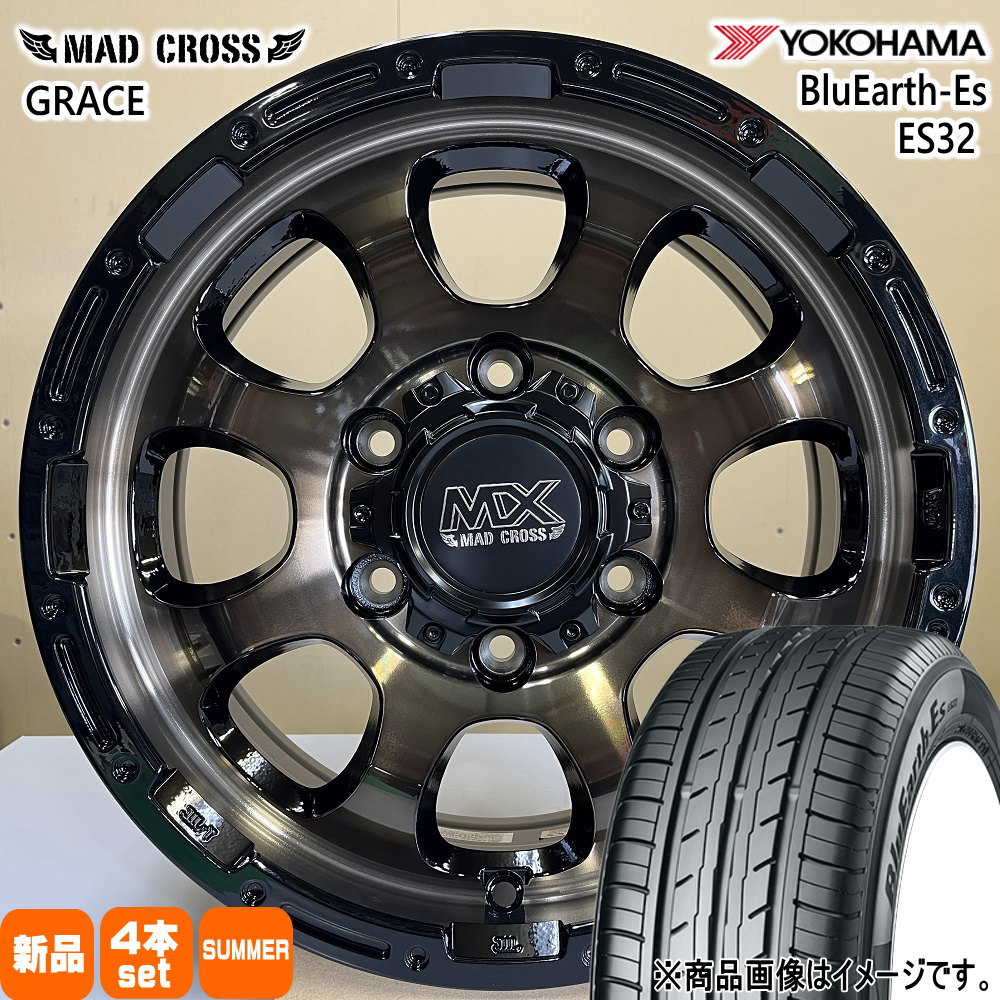 215/60R17 96H ブルーアース ES ES32 BluEarth-Es ES32 ヨコハマ YOKOHAMA 新品 夏用 サマータイヤ ホイール 4本セット HOT STUFF CORPORATION MAD CROSS GRACE 17×6.5+38 6/139.7 17インチ|タイヤショップ78