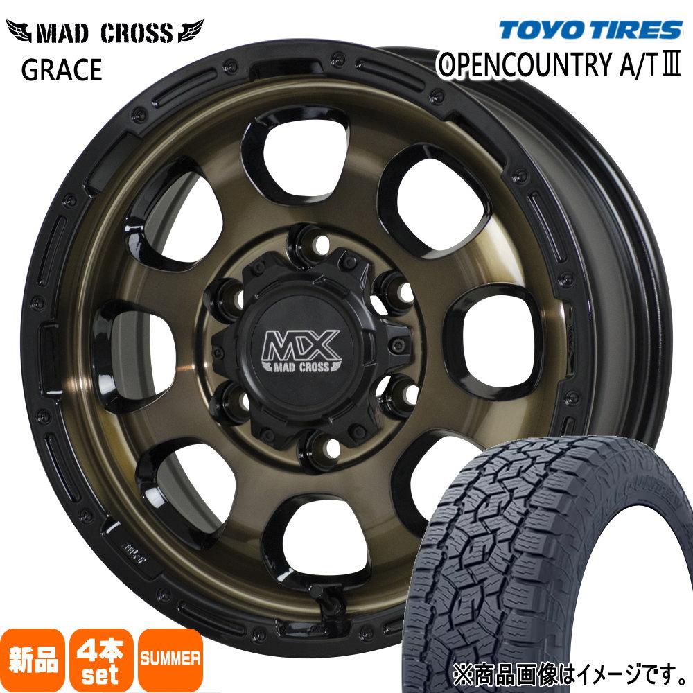 215/70R16 100T オープンカントリー AT3 OPENCOUNTRY A/T3 トーヨータイヤ TOYOTIRES 新品 夏用 サマータイヤ ホイール 4本セット HOT STUFF CORPORATION MAD CROSS GRACE 16×6.5+48 6/139.7 16インチ|タイヤショップ78