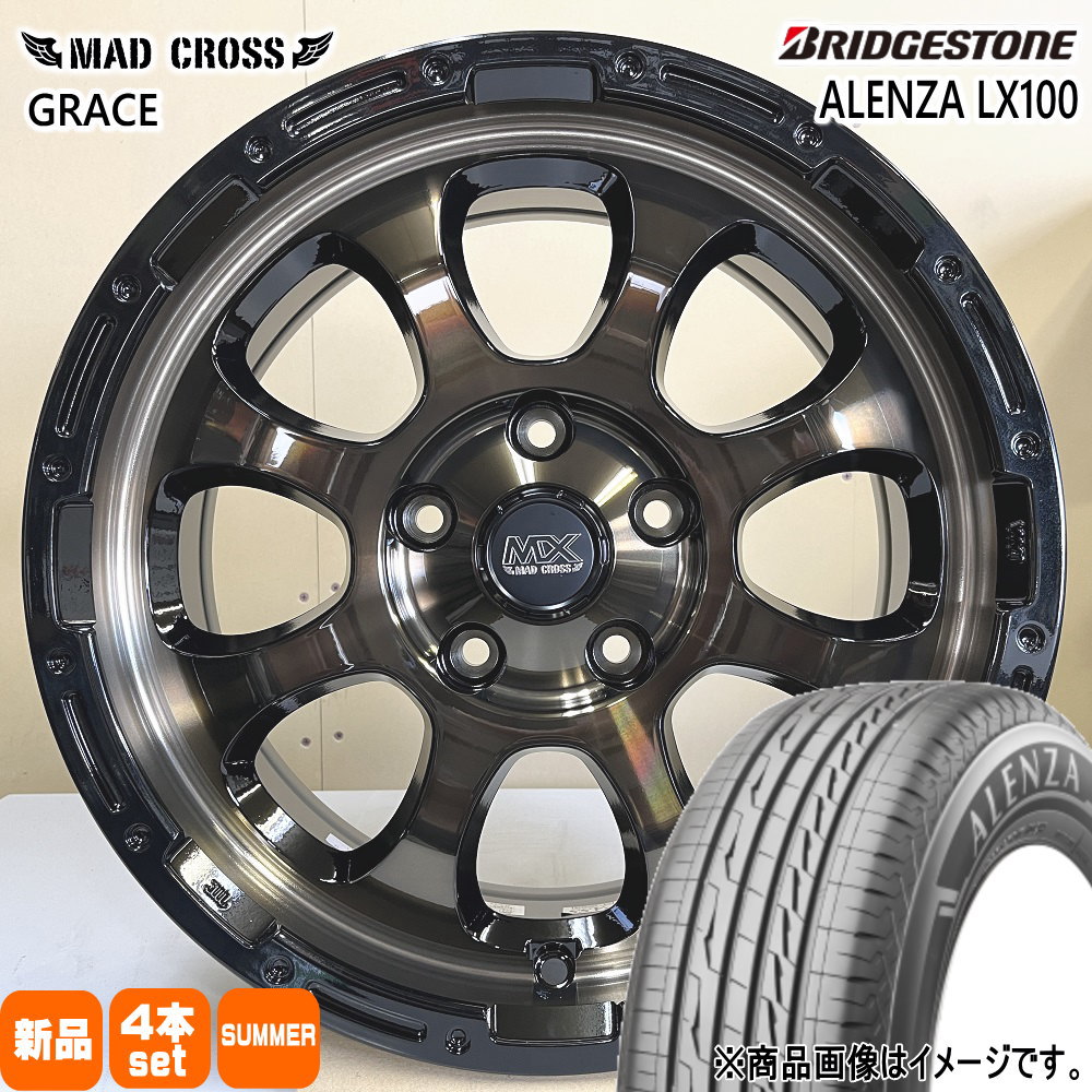 215/60R17 96H アレンザ LX100 ALENZA LX100 ブリヂストン BRIDGESTONE 新品 夏用 サマータイヤ ホイール 4本セット HOT STUFF CORPORATION MAD CROSS GRACE 17&times;7.0+38 5/114.3 17インチ｜タイヤショップ78