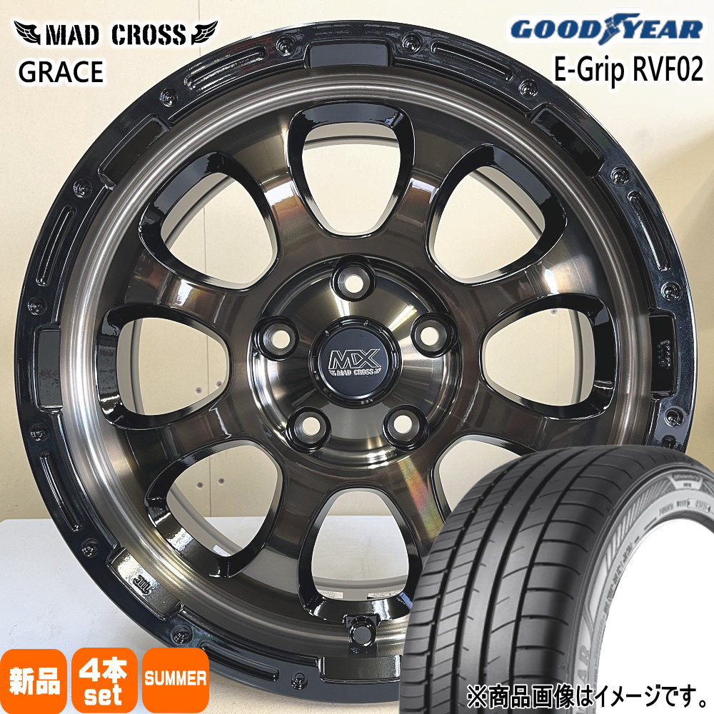 215/60R17 100H エフィシェントグリップ RVF02 EfficentGrip RVF02 グッドイヤー GOODYEAR 新品 夏用 サマータイヤ ホイール 4本セット HOT STUFF CORPORATION MAD CROSS GRACE 17×7.0+38 5/114.3 17インチ|タイヤショップ78