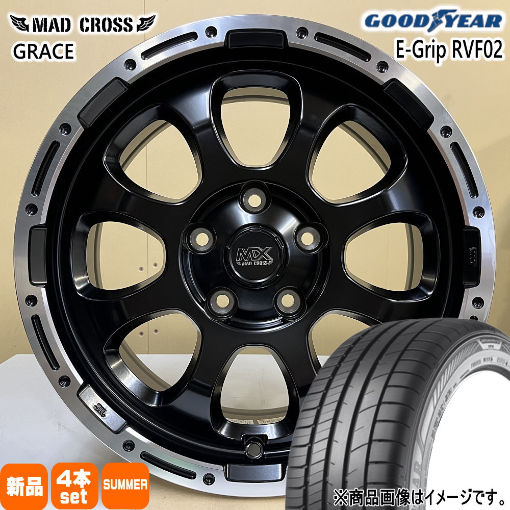 205/60R16 92V エフィシェントグリップ RVF02 EfficentGrip RVF02 グッドイヤー GOODYEAR 新品 夏用 サマータイヤ ホイール 4本セット HOT STUFF CORPORATION MAD CROSS GRACE 16×7.0+38 5/114.3 16インチ|タイヤショップ78