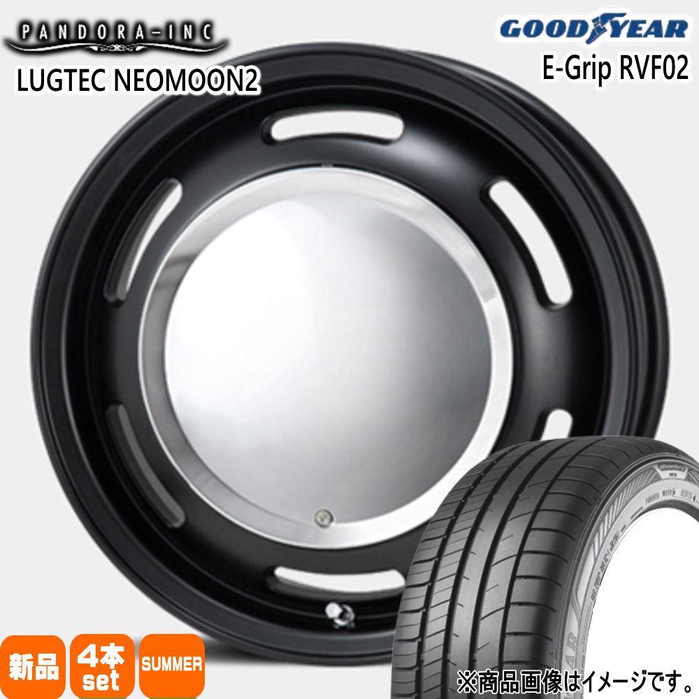 155/65R14 75H エフィシェントグリップ RVF02 EfficentGrip RVF02 グッドイヤー GOODYEAR 新品 夏用 サマータイヤ ホイール 4本セット PANDORA LUGTEC NEO MOON2 14&times;4.5+43 4/100｜タイヤショップ78
