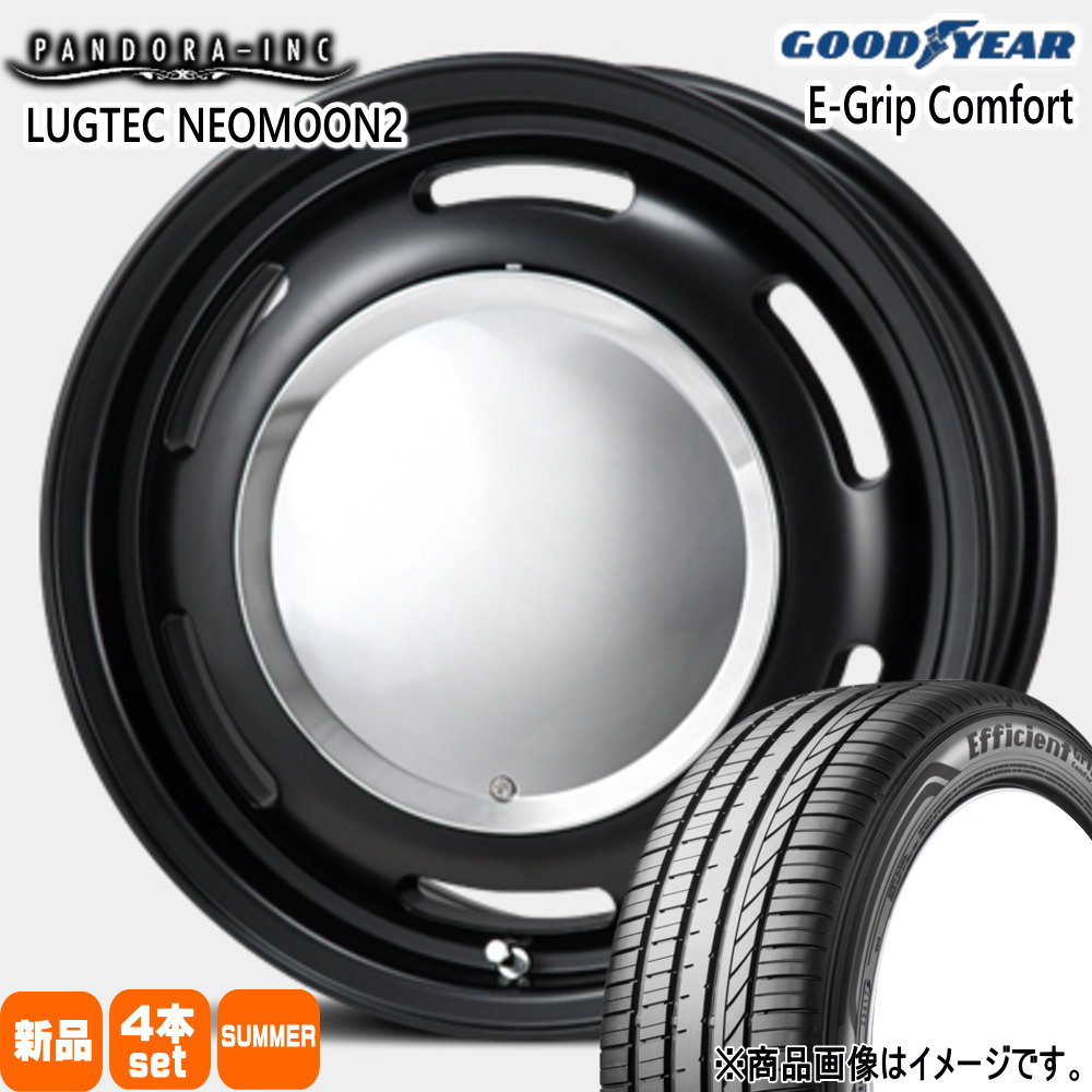 185/65R15 88H エフィシェントグリップ コンフォート EfficientGrip Comfort グッドイヤー GOODYEAR 新品 夏用 サマータイヤ ホイール 4本セット PANDORA LUGTEC NEO MOON2 15×6.0+44 4/100|タイヤショップ78