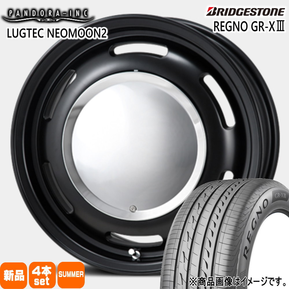 185/60R15 84H レグノ GRX3 REGNO GR-X3 ブリヂストン BRIDGESTONE 新品 夏用 サマータイヤ ホイール 4本セット PANDORA LUGTEC NEO MOON2 15&times;6.0+44 4/100｜タイヤショップ78