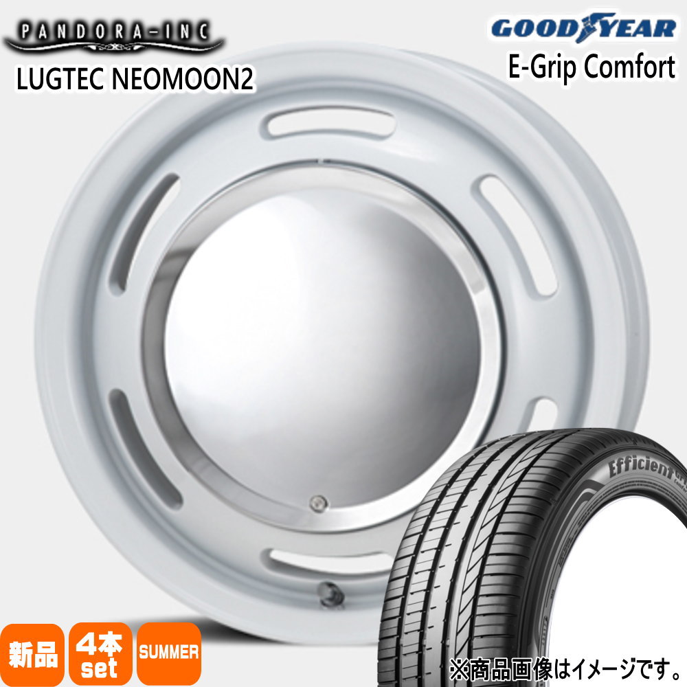 155/55R14 69V エフィシェントグリップ コンフォート EfficientGrip Comfort グッドイヤー GOODYEAR 新品 夏用 サマータイヤ ホイール 4本セット PANDORA LUGTEC NEO MOON2 14×4.5+43 4/100|タイヤショップ78