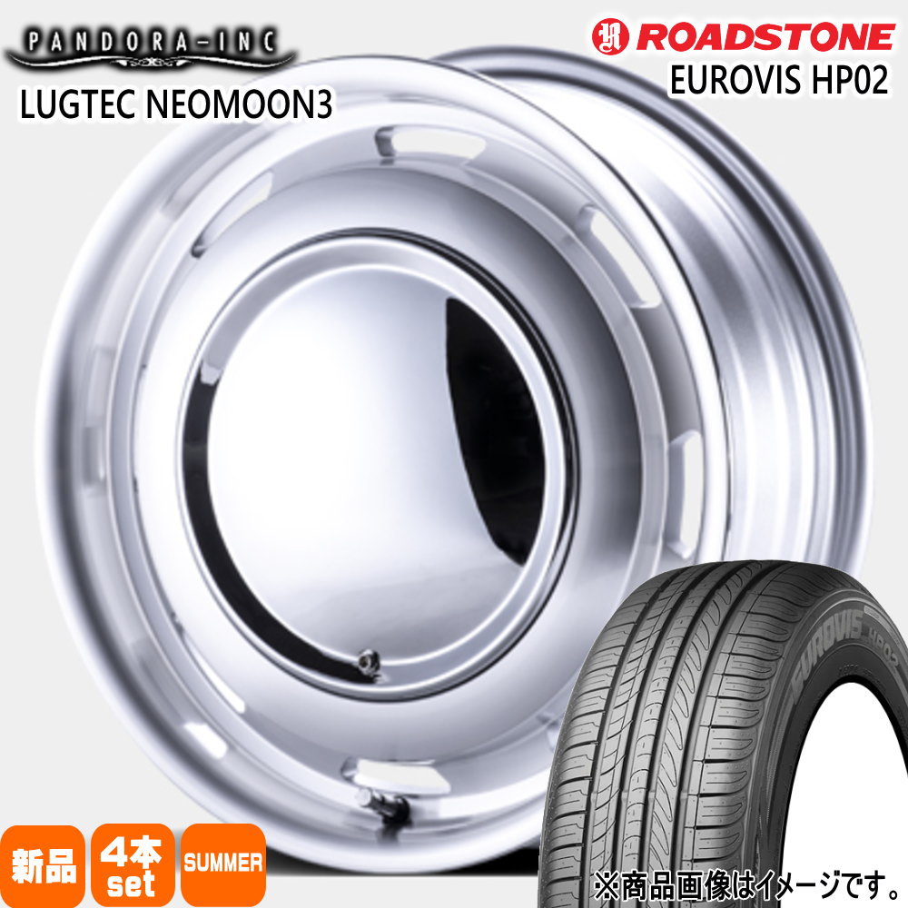 165/55R15 75V ユーロビズ HP02 EUROVIS HP02 ロードストーン ROADSTONE 新品 夏用 サマータイヤ ホイール 4本セット PANDORA LUGTEC NEO MOON3 15&times;4.5+45 4/100｜タイヤショップ78