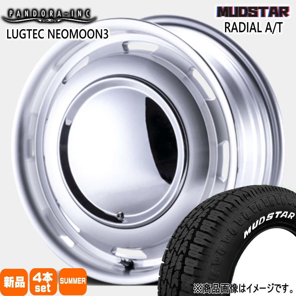 165/60R15 77S ラジアル AT RADIAL AT マッドスター MUDSTAR 新品 夏用 サマータイヤ ホイール 4本セット PANDORA LUGTEC NEO MOON3 15&times;4.5+45 4/100｜タイヤショップ78