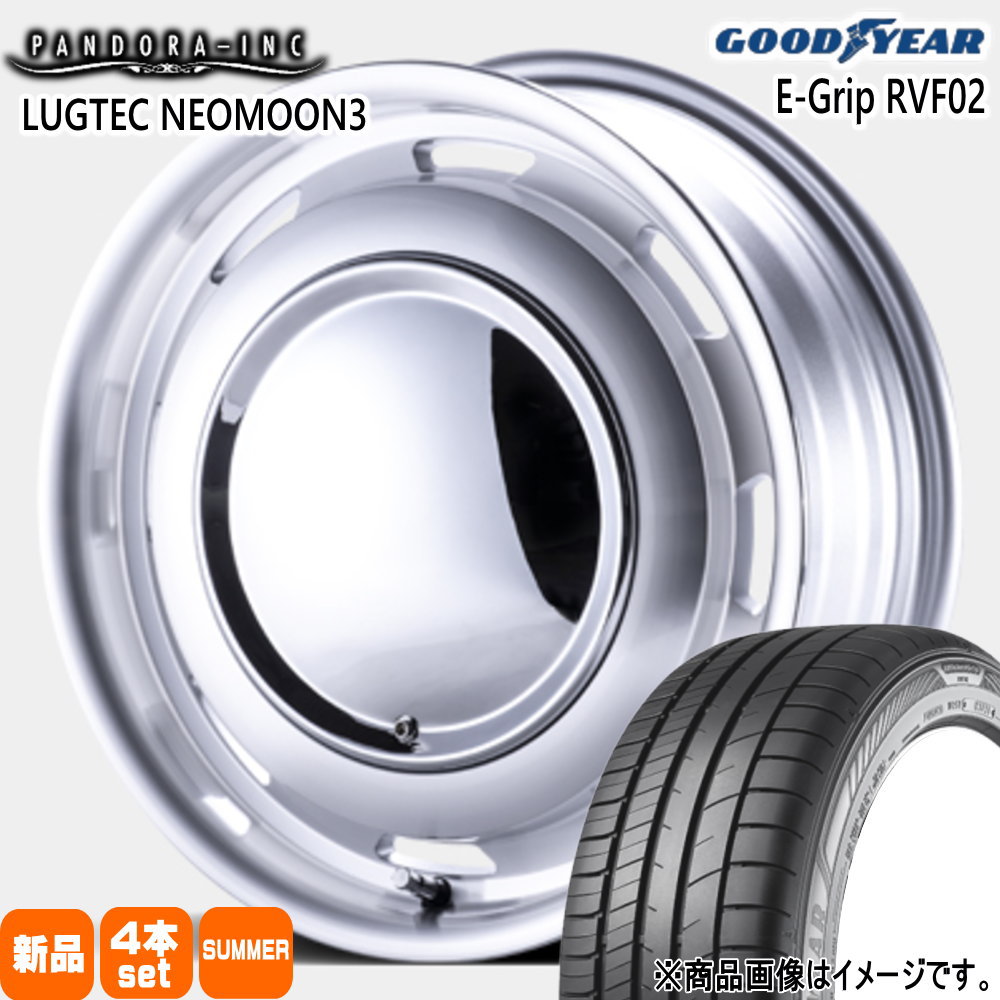 165/55R15 75V エフィシェントグリップ RVF02 EfficentGrip RVF02 グッドイヤー GOODYEAR 新品 夏用 サマータイヤ ホイール 4本セット PANDORA LUGTEC NEO MOON3 15×4.5+45 4/100|タイヤショップ78