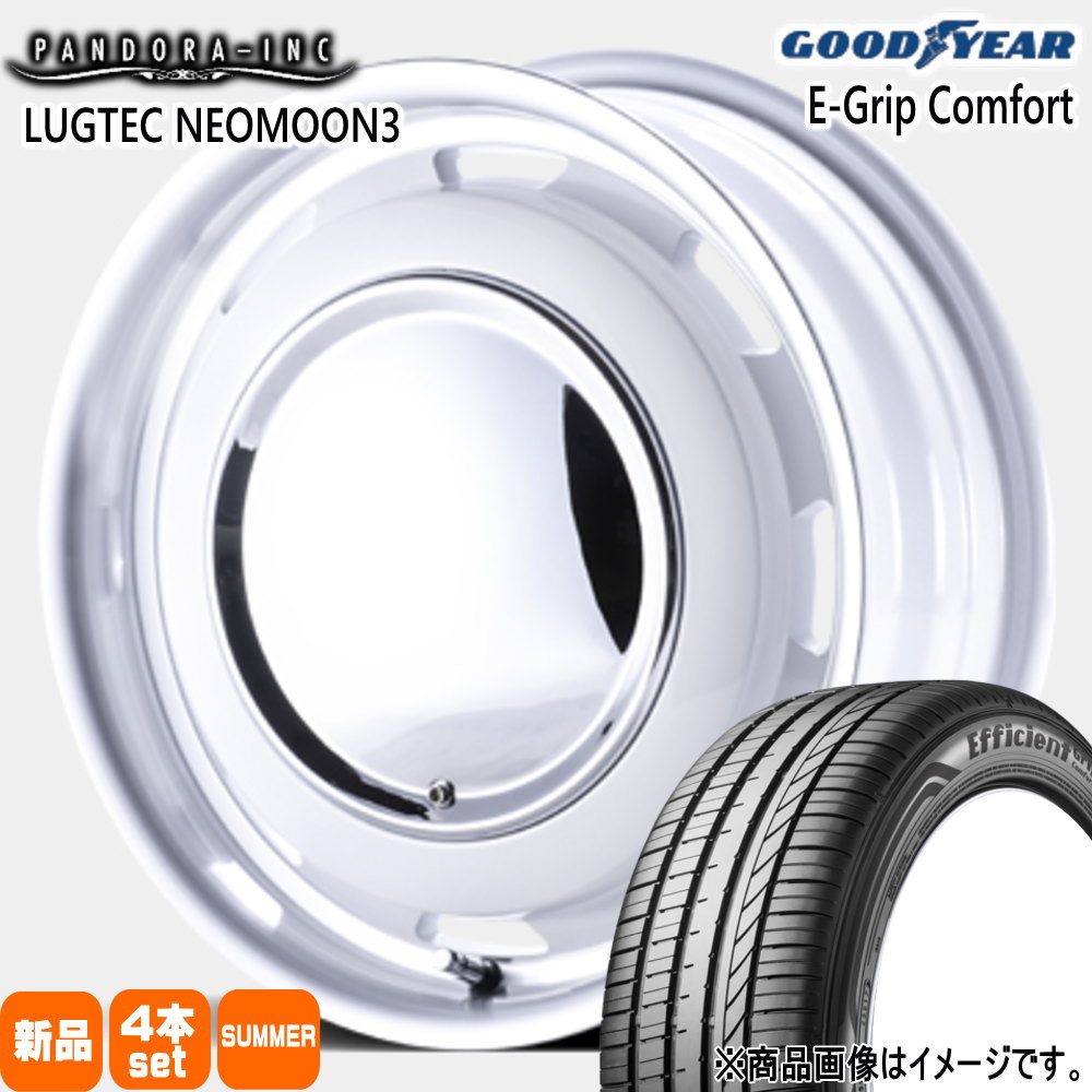 165/55R15 75V エフィシェントグリップ コンフォート EfficientGrip Comfort グッドイヤー GOODYEAR 新品 夏用 サマータイヤ ホイール 4本セット PANDORA LUGTEC NEO MOON3 15&times;4.5+45 4/100｜タイヤショップ78