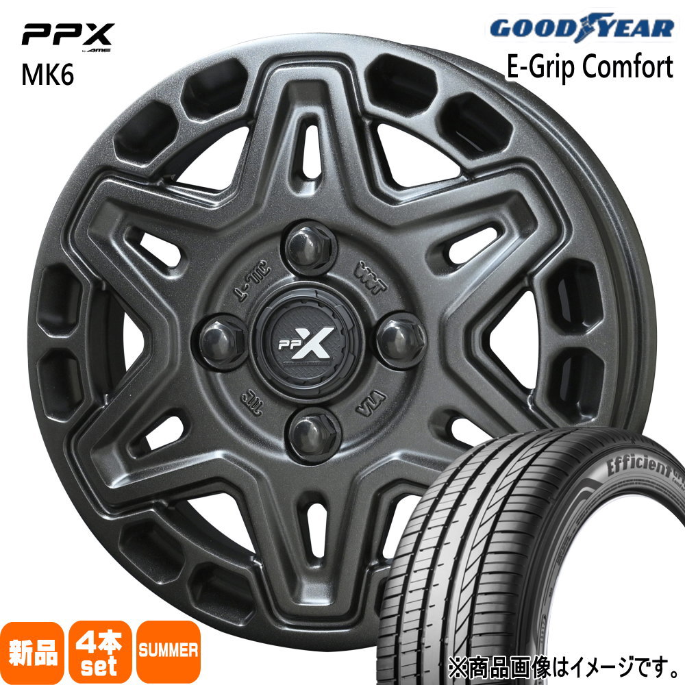 155/65R14 75H エフィシェントグリップ コンフォート EfficientGrip Comfort グッドイヤー GOODYEAR 新品 夏用 サマータイヤ ホイール 4本セット 共豊コーポレーション PPX MK6 14×4.5+45 4/100|タイヤショップ78